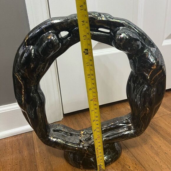 RARE black with gold swirl Vintage Ceramic Circle of Love by Royal Haeger - Picture 3 of 10